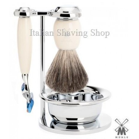 Mühle Shaving set Fusion resin ivory with Bowl