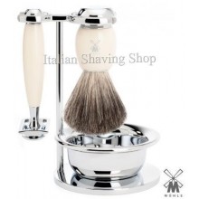 Mühle Shaving set DE resin ivory with Bowl